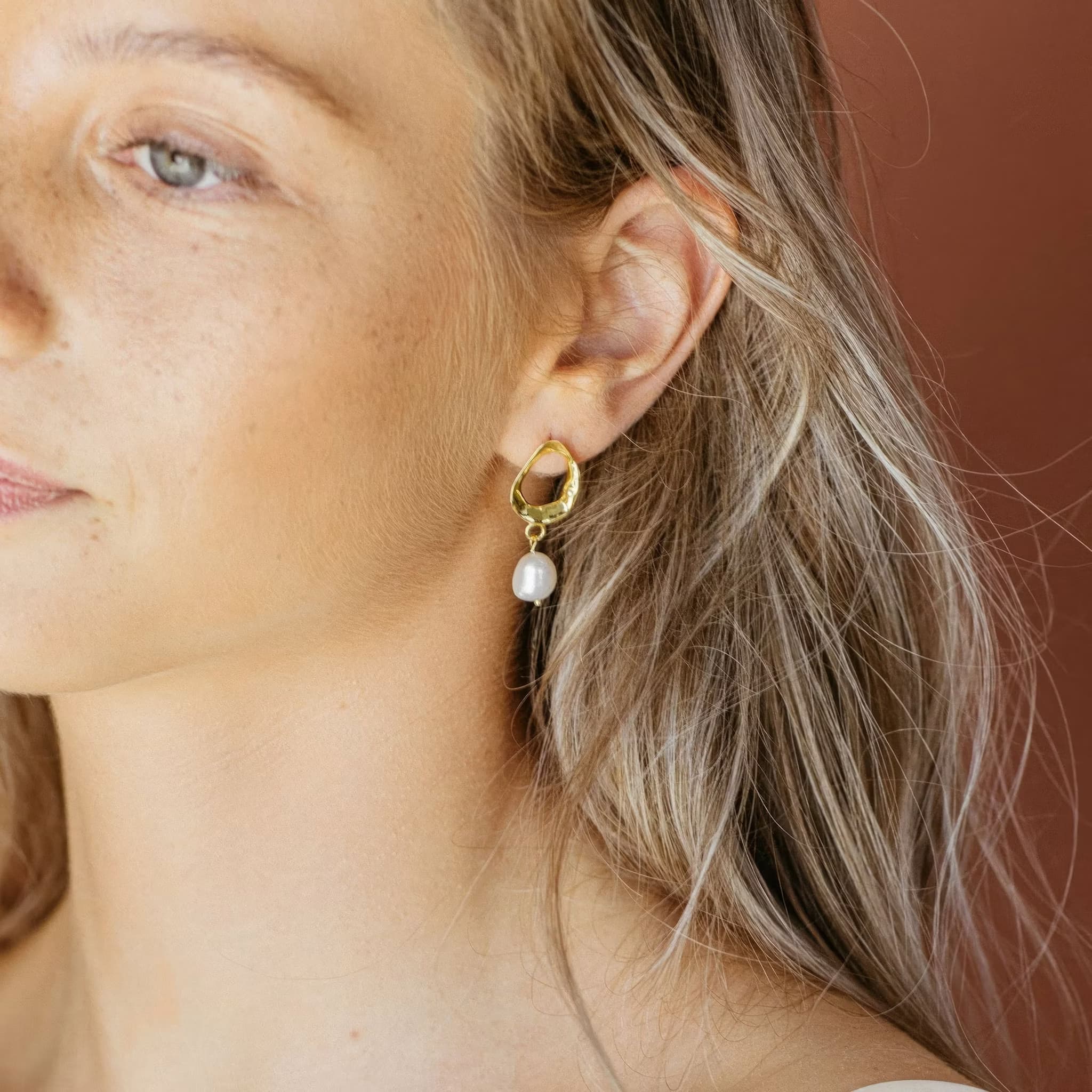 Golden Pearl Drop Studs3