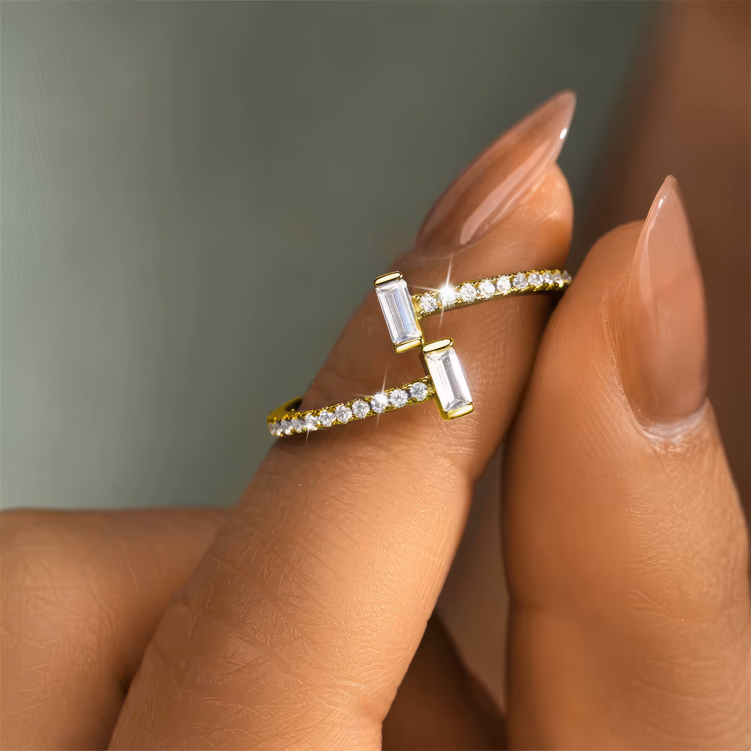 Baguette Crossover Ring