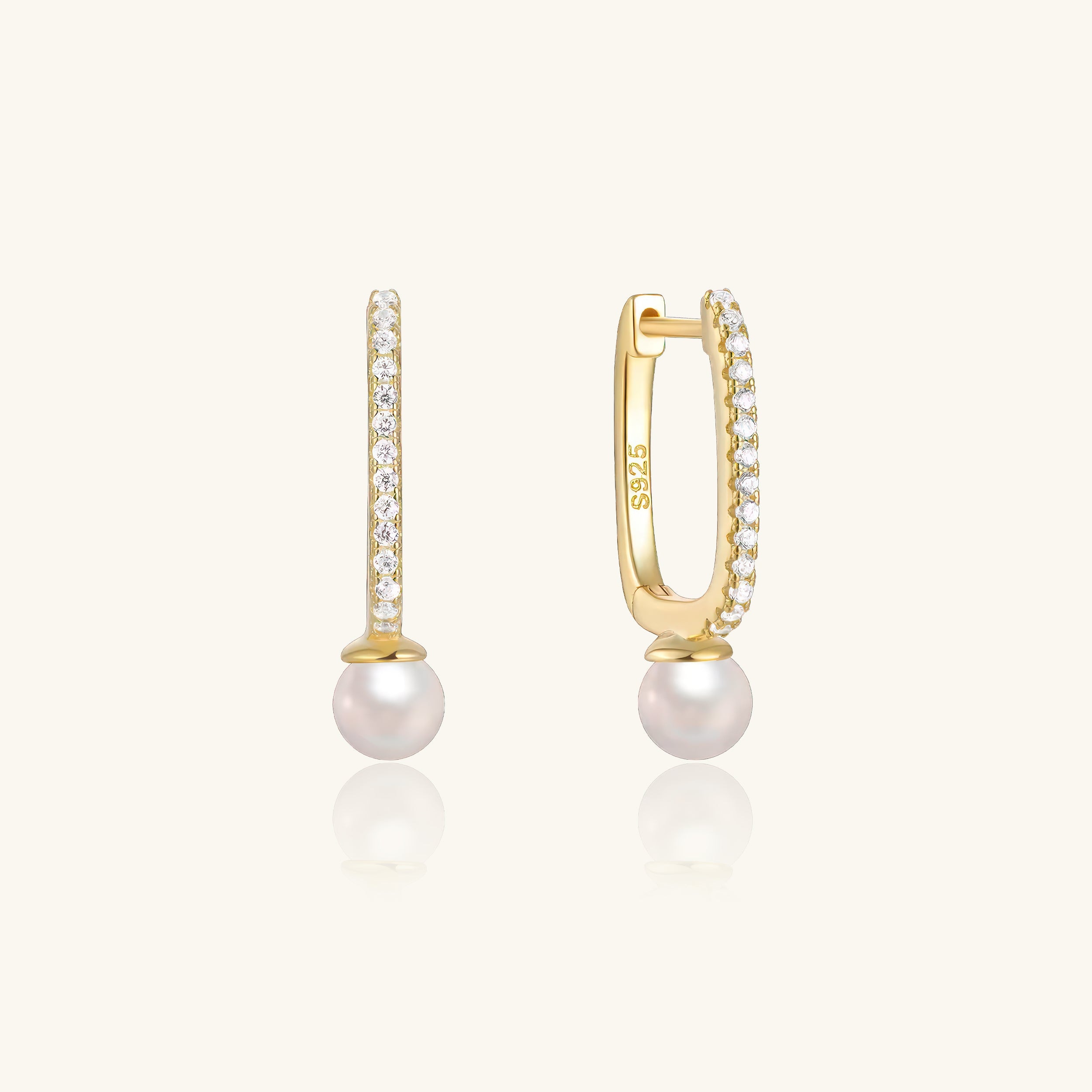 Pavé Pearl Square Hoops