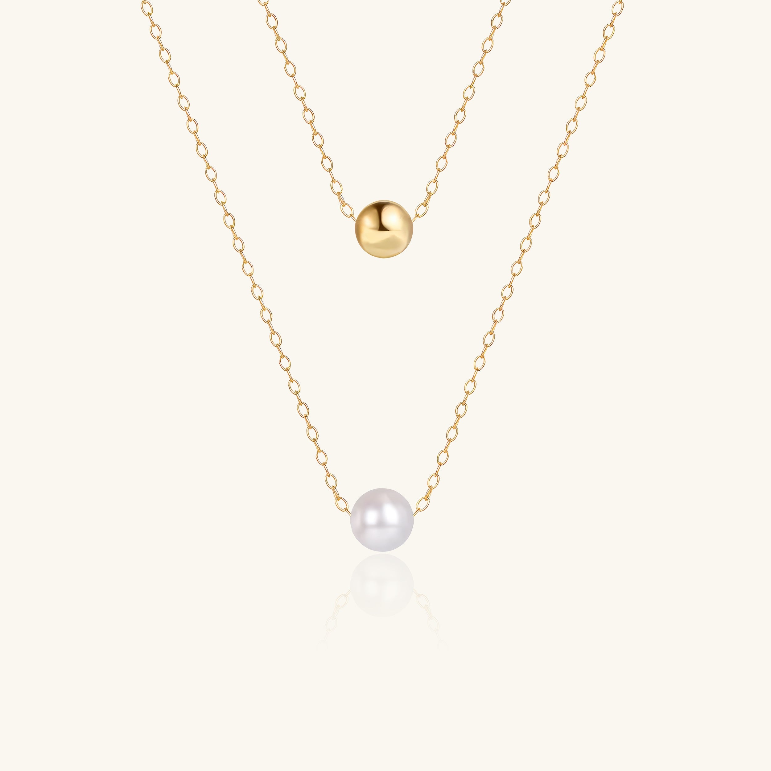 Dual Chain Pearl Necklace