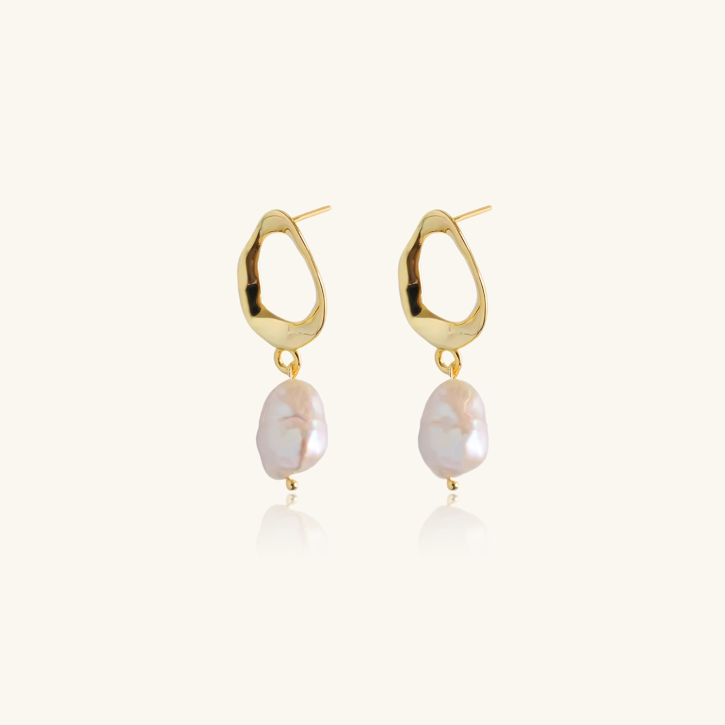 Golden Pearl Drop Studs