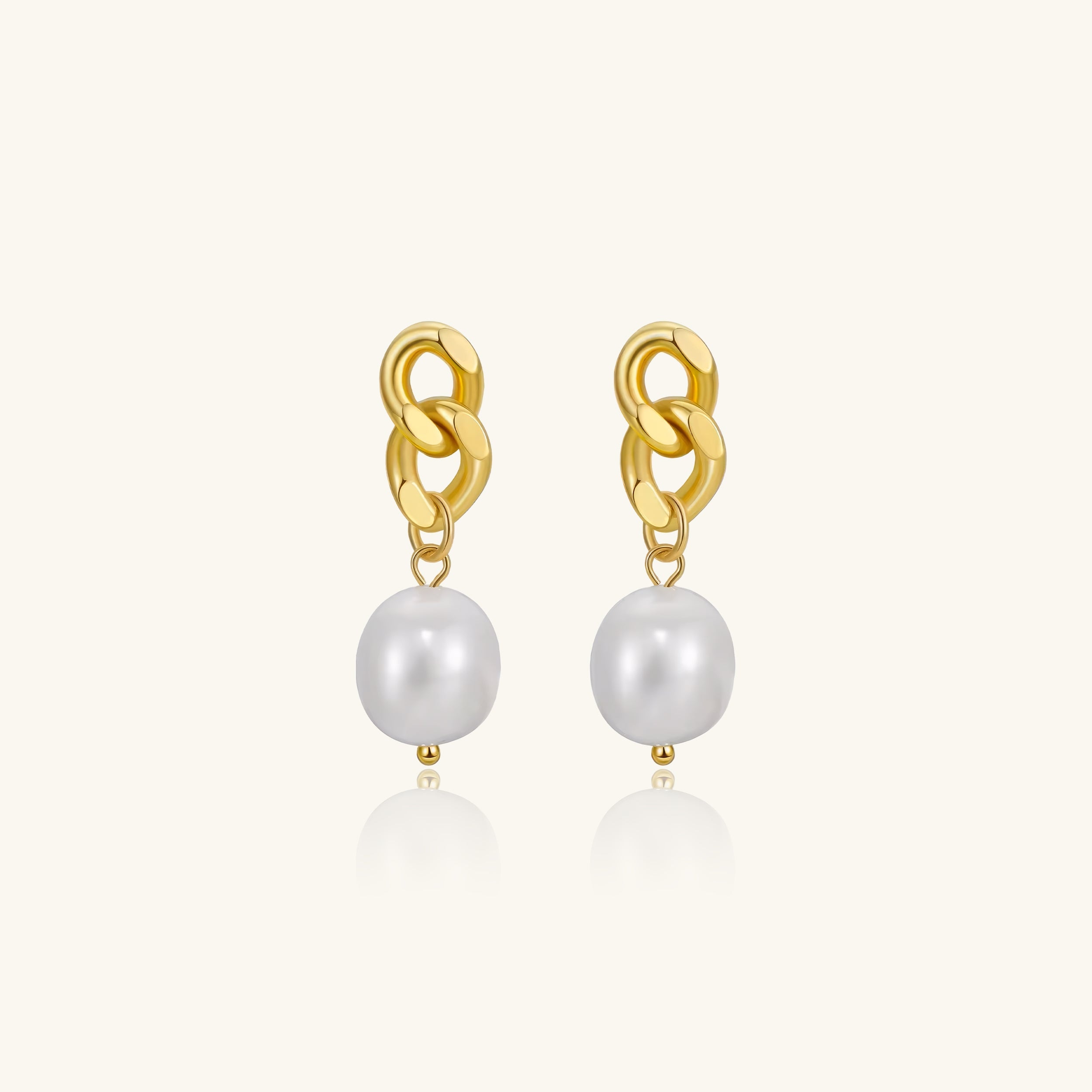 Linked Pearl Drop Studs