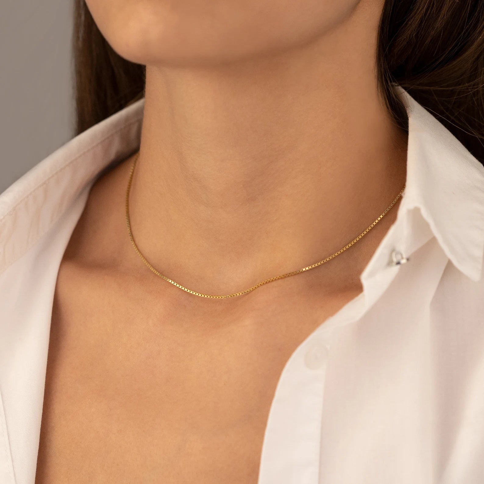 Thin Box Chain Necklace