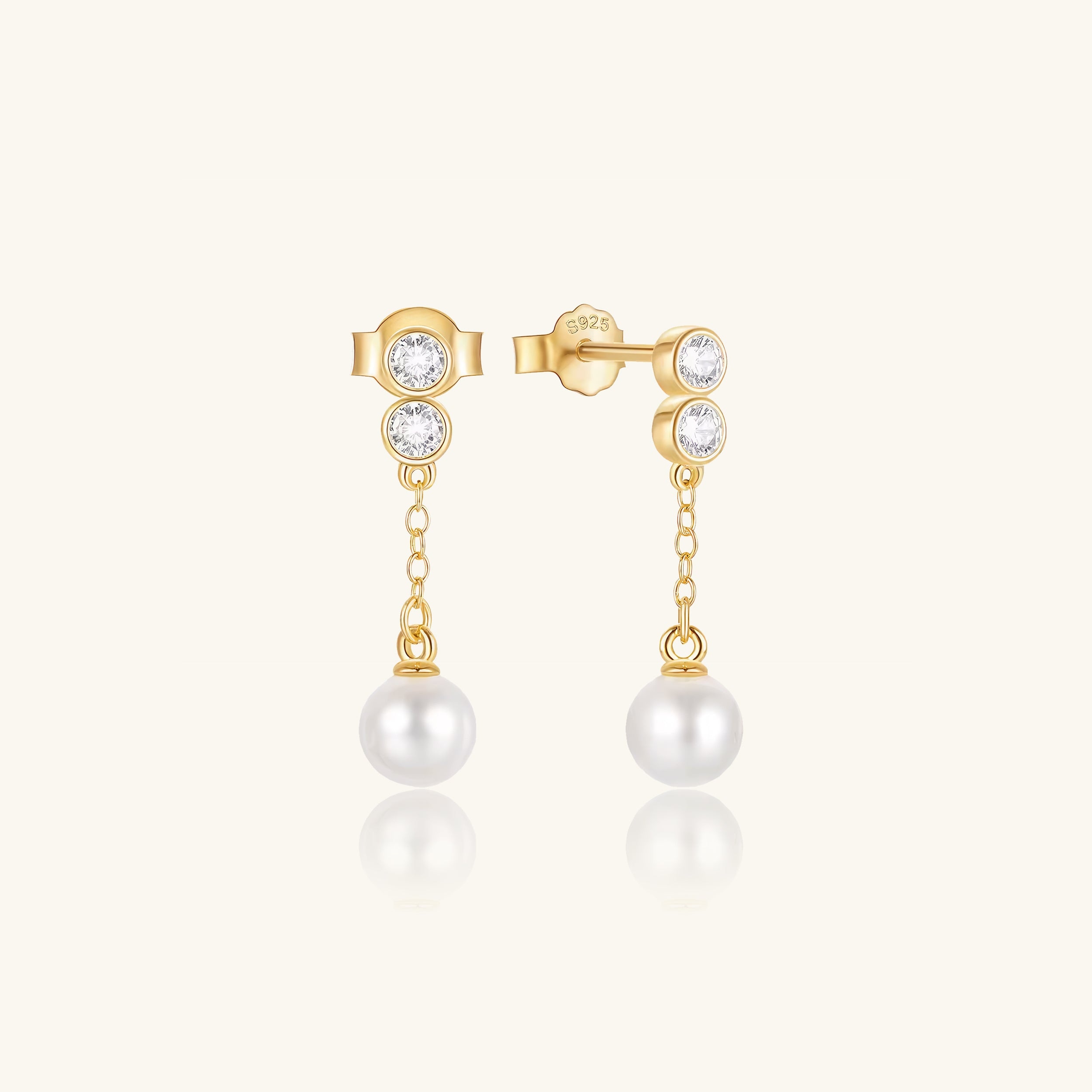 Zircon Pearl Dangle Studs