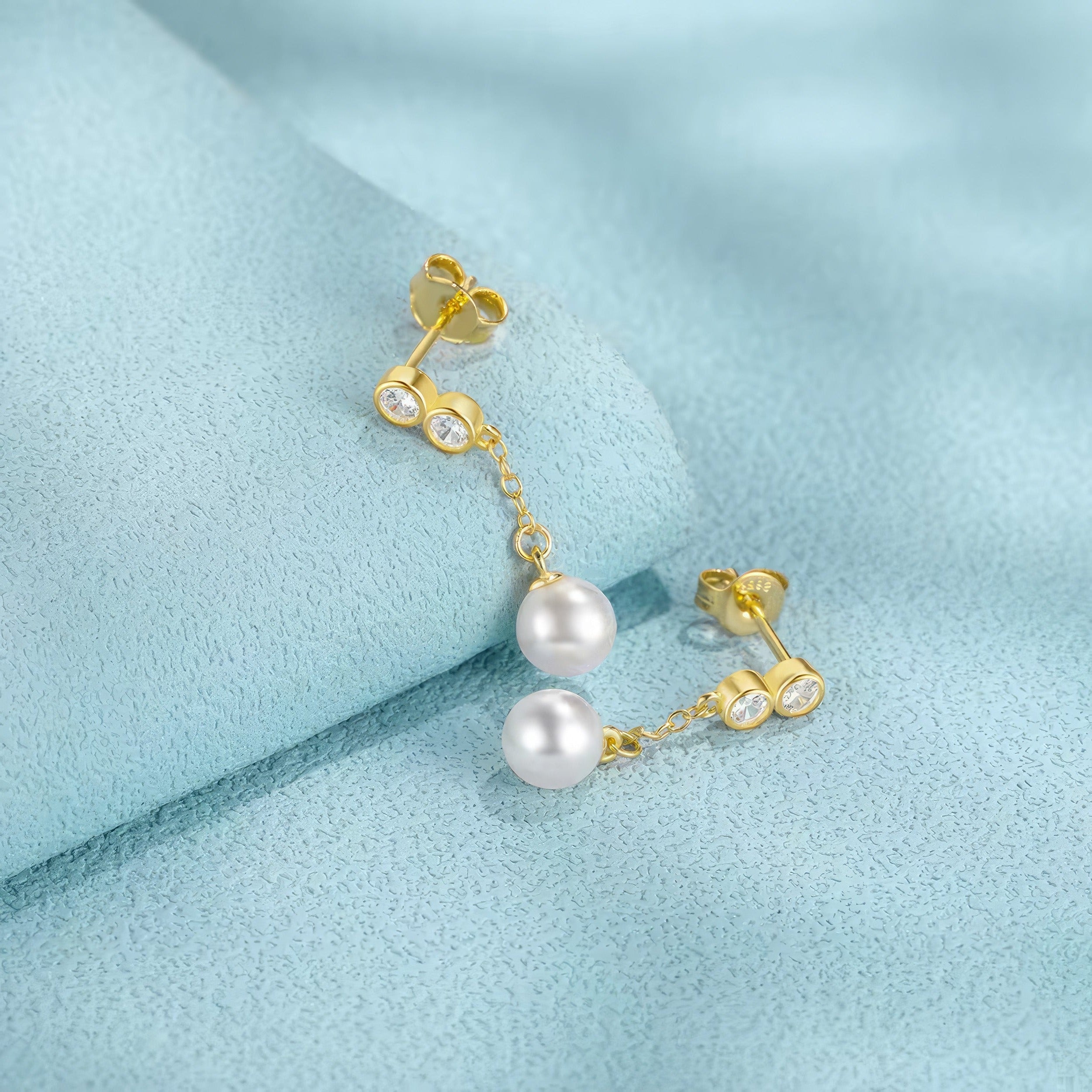 Zircon Pearl Dangle Studs